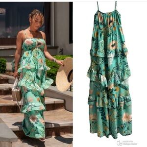 NWOT Egreis Floral Green Maxi Dress